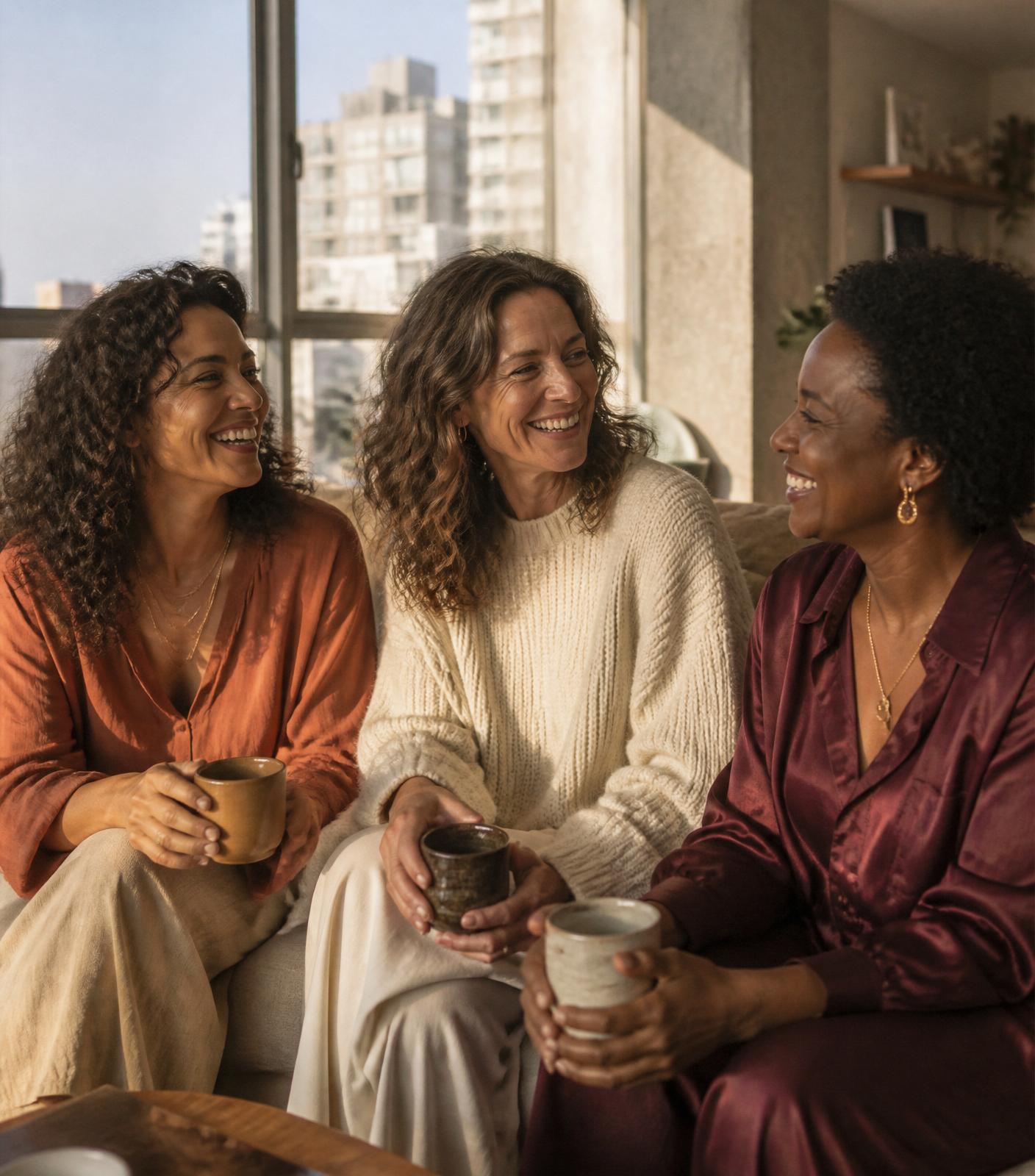 Mulheres brasileiras juntas, em um momento de escuta e cumplicidade