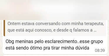 Depoimento da comunidade (identidade preservada)