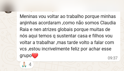 Depoimento da comunidade (identidade preservada)
