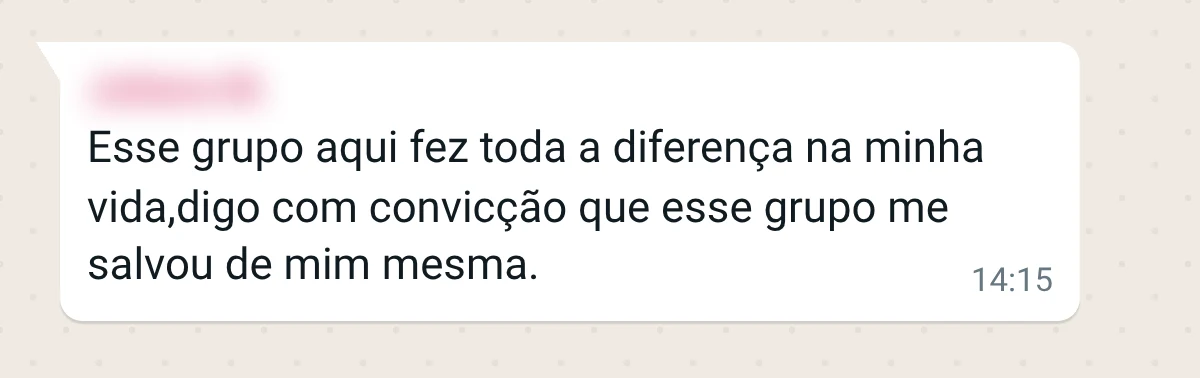 Mensagem de uma integrante do grupo da Menô