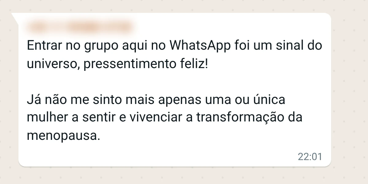 Mensagem de uma integrante do grupo da Menô